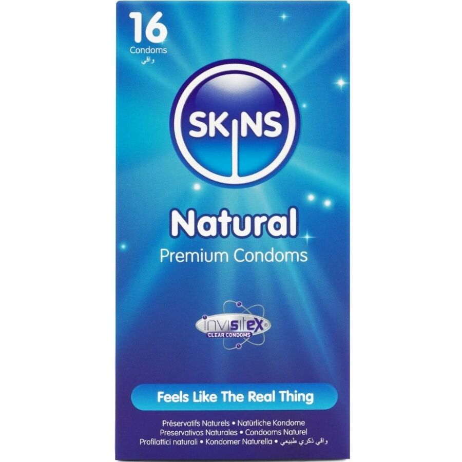 Imagen del artículo erótico SKINS - NATURAL PRESERVATIVOS PREMIUM PACK 16 de SKINS en la sección PRESERVATIVOS |Normales de Millenial Sexshop.