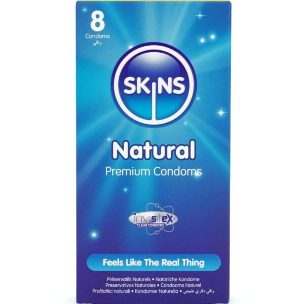 Imagen del artículo erótico SKINS - NATURAL PRESERVATIVOS PREMIUM PACK 8 de SKINS en la sección PRESERVATIVOS |Normales de Millenial Sexshop.