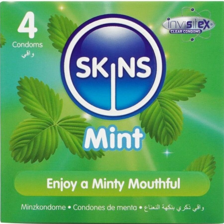 Imagen del artículo erótico SKINS - PRESERVATIVOS PREMIUM SABOR MENTA PACK 4 de SKINS en la sección PRESERVATIVOS |Sabores de Millenial Sexshop.