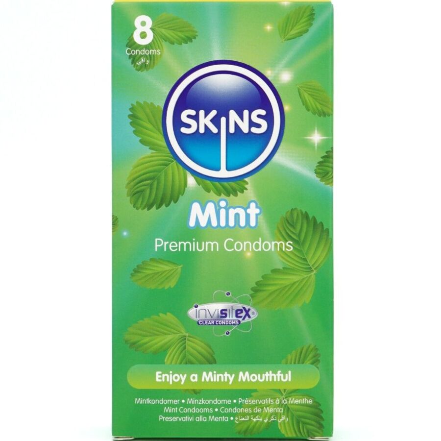 Imagen del artículo erótico SKINS - PRESERVATIVOS PREMIUM SABOR MENTA PACK 8 de SKINS en la sección PRESERVATIVOS |Sabores de Millenial Sexshop.