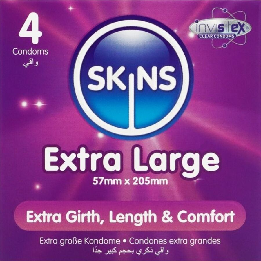 Imagen del artículo erótico SKINS - TAMAÑO XL PRESERVATIVOS PREMIUM PACK 4 de SKINS en la sección PRESERVATIVOS |Todas las tallas|Tamaño XL (Grandes) de Millenial Sexshop.