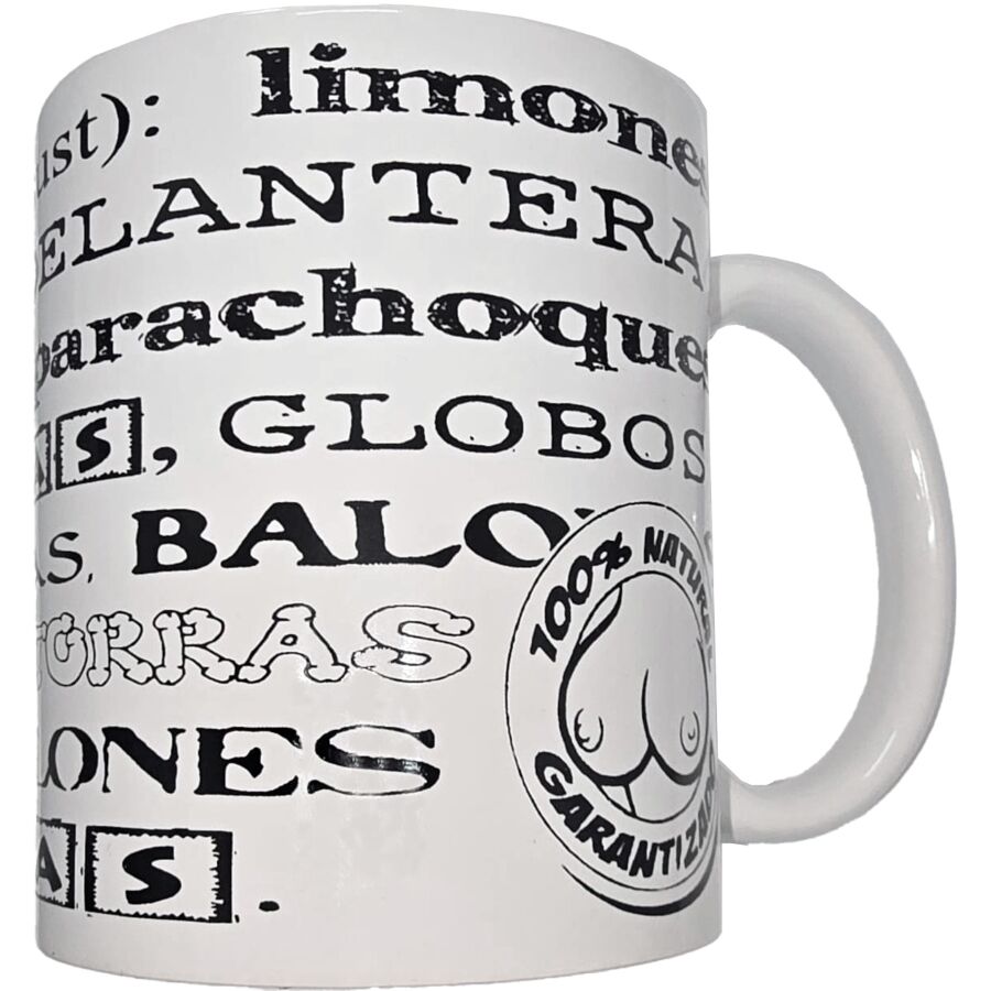 DIABLO PICANTE - TAZA BLANCA DE SINÓNIMOS TETAS 370 ML-MillenialSexshop-DIABLO PICANTE Imagen del artículo erótico DIABLO PICANTE - TAZA BLANCA DE SINÓNIMOS TETAS 370 ML de DIABLO PICANTE en la sección ARTÍCULOS VARIOS|Articulos divertidos|Complementos de Millenial Sexshop.