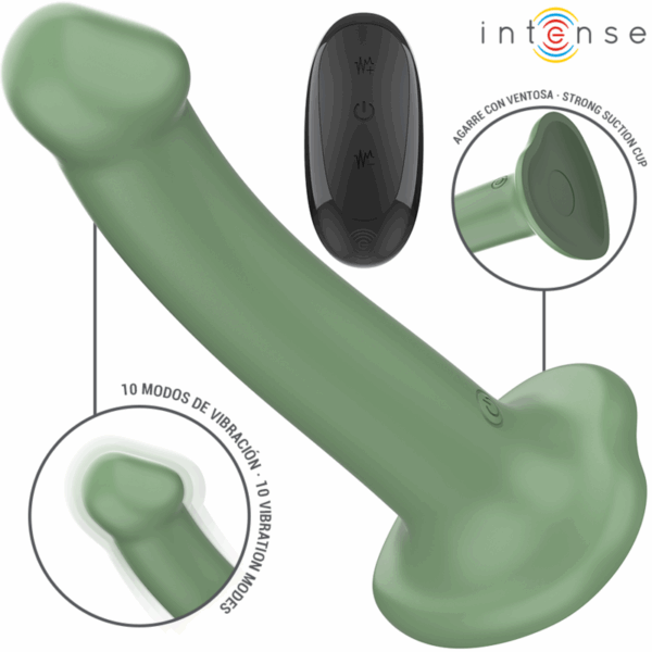 Imagen del artículo erótico INTENSE - BECCA VIBRADOR CON VENTOSA 10 VIBRACIONES VERDE CONTROL REMOTO de INTENSE FUN en la sección JUGUETES BIENESTAR |Vibradores|Vibradores control remoto de Millenial Sexshop.