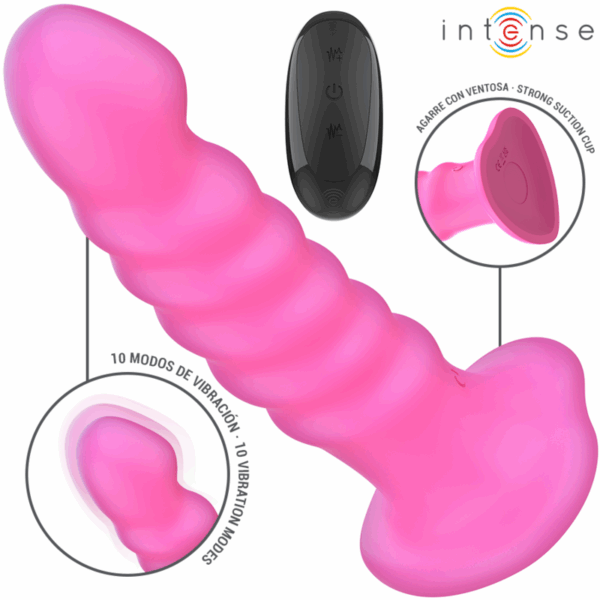 Imagen del artículo erótico INTENSE - CINDY VIBRADOR TALLA L DISEÑO EN ESPIRAL 10 VIBRACIONES ROSA CONTROL REMOTO de INTENSE FUN en la sección JUGUETES BIENESTAR |Vibradores|Vibradores control remoto de Millenial Sexshop.