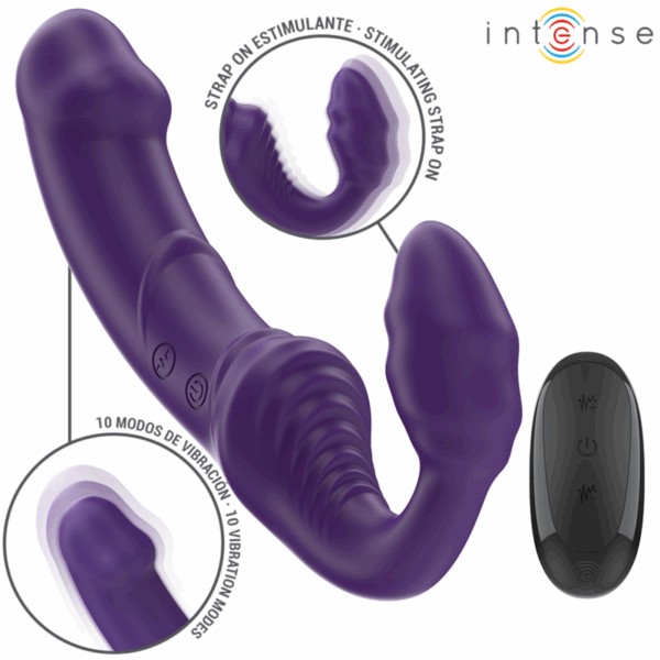 Imagen del artículo erótico INTENSE - JILL VIBRADOR DOBLE 20 CM VIOLETA CONTROL REMOTO de INTENSE FUN en la sección JUGUETES BIENESTAR |Vibradores|Vibradores Punto G de Millenial Sexshop.