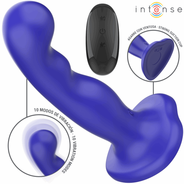 Imagen del artículo erótico INTENSE - SHORTY VIBRADOR CON VENTOSA AZUL CONTROL REMOTO de INTENSE FUN en la sección JUGUETES BIENESTAR |Vibradores|Vibradores control remoto de Millenial Sexshop.