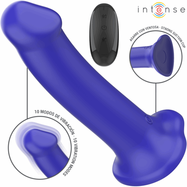 Imagen del artículo erótico INTENSE - VICTORIA VIBRADOR CON VENTOSA 10 VIBRACIONES AZUL OSCURO CONTROL REMOTO de INTENSE FUN en la sección JUGUETES BIENESTAR |Vibradores|Vibradores control remoto de Millenial Sexshop.