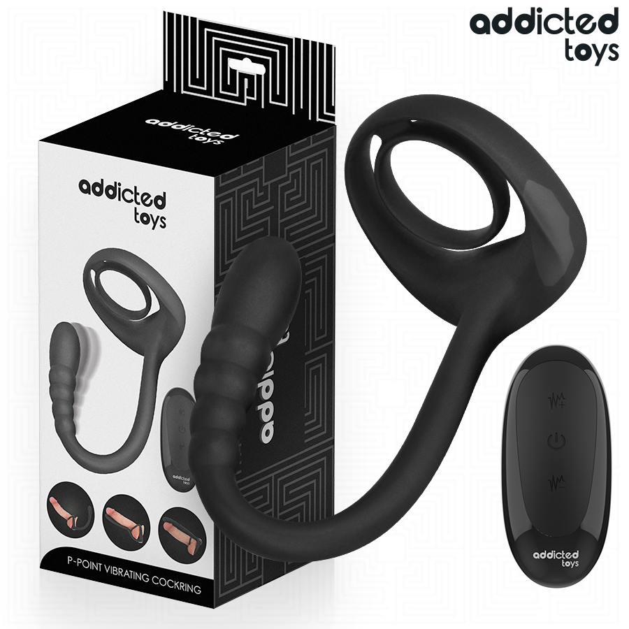 Imagen del artículo erótico ADDICTED TOYS - ANILLO PENE VIBRADOR PUNTO·P CONTROL REMOTO de ADDICTED TOYS en la sección JUGUETES BIENESTAR |Juguetes para Hombres|Accesorios para el pene|Anillos Pene|Anillos con Vibración de Millenial Sexshop.