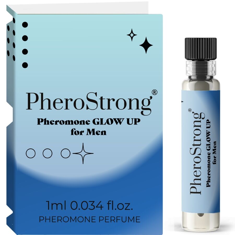 Imagen del artículo erótico PHEROSTRONG - GLOW UP PERFUME CON FEROMONAS PARA HOMBRE 1 ML de PHEROSTRONG en la sección DROGUERÍA |Perfumes |Perfumes Feromonas Masculinas de Millenial Sexshop.
