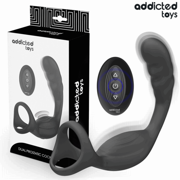 Imagen del artículo erótico ADDICTED TOYS - ANILLO DOBLE VIBRADOR PROSTÁTICO CONTROL REMOTO de ADDICTED TOYS en la sección JUGUETES BIENESTAR |Juguetes para Hombres|Accesorios para el pene|Anillos Pene|Anillos con Vibración de Millenial Sexshop.