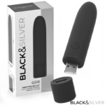 Imagen del artículo erótico BLACK & SILVER - GERI BALA VIBRADORA RECARGABLE POR USB 8 VIBRACIONES NEGRO 10 X 2.2 CM de BLACK&SILVER en la sección JUGUETES BIENESTAR |Juguetes para Mujeres|Estimuladores|Balas vibradoras de Millenial Sexshop.