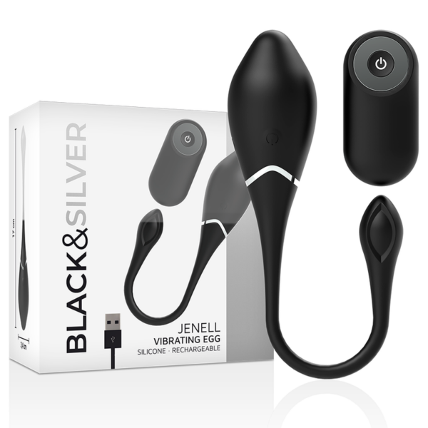 Imagen del artículo erótico BLACK&SILVER - JENELL HUEVO VIBRADOR RECARGABLE de BLACK&SILVER en la sección JUGUETES BIENESTAR |Vibradores|Vibradores control remoto de Millenial Sexshop.