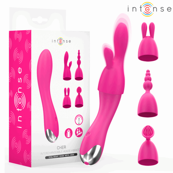 Imagen del artículo erótico INTENSE - CHER VIBRADOR 20 PATRONES CON CABEZALES INTERCAMBIABLES de INTENSE FUN en la sección JUGUETES BIENESTAR |Vibradores|Vibradores Rabbit de Millenial Sexshop.