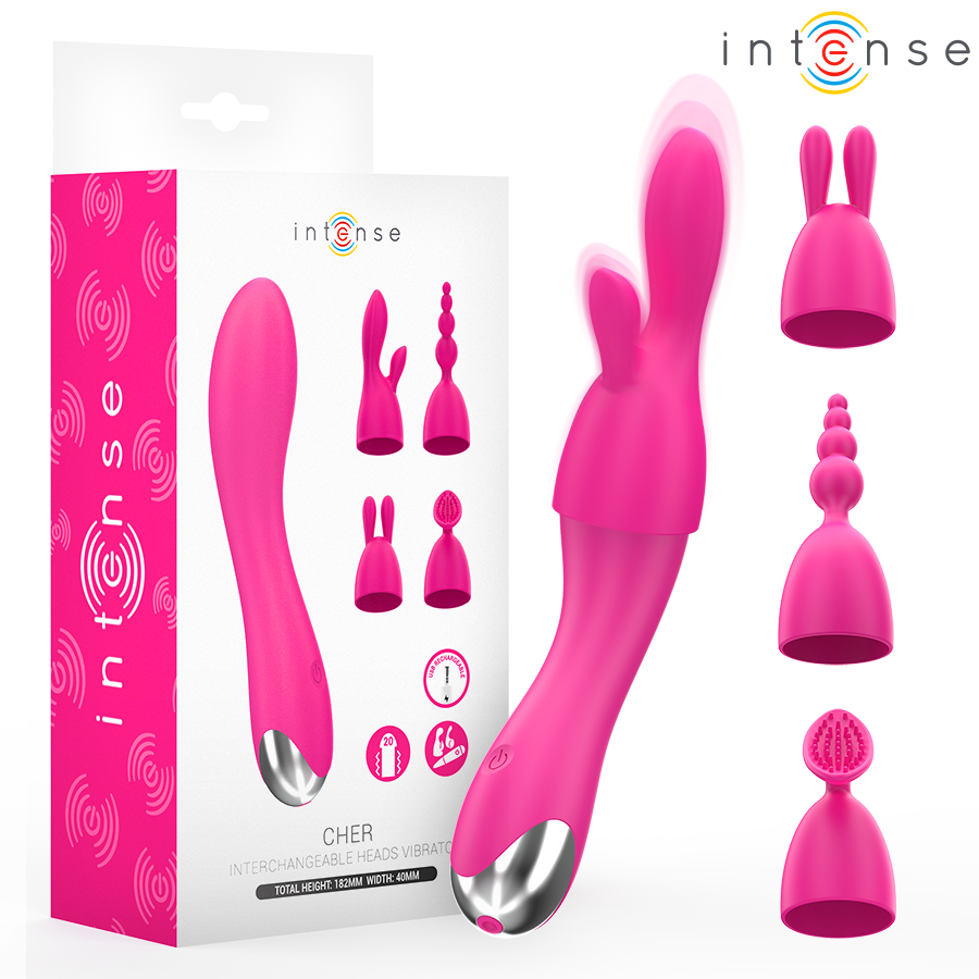 Imagen del artículo erótico INTENSE - CHER VIBRADOR 20 PATRONES CON CABEZALES INTERCAMBIABLES de INTENSE FUN en la sección JUGUETES BIENESTAR |Vibradores|Vibradores Rabbit de Millenial Sexshop.