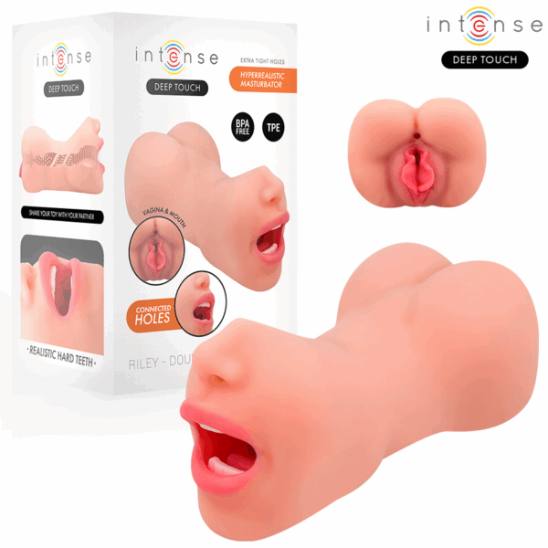 Imagen del artículo erótico INTENSE DEEP TOUCH - RILEY MASTURBADOR DOBLE BOCA & VAGINA de INTENSE DEEP TOUCH en la sección JUGUETES BIENESTAR |Juguetes para Hombres|Masturbadores varios de Millenial Sexshop.