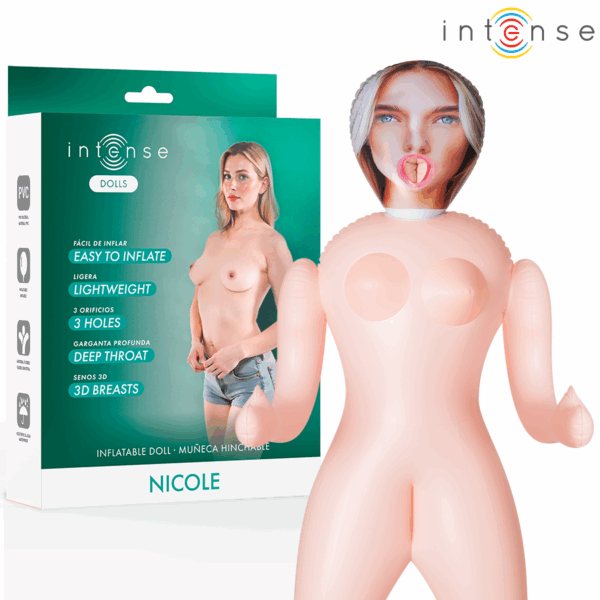 Imagen del artículo erótico INTENSE DOLLS - NICOLE MUÑECA HINCHABLE CON TRES ORIFICIOS de INTENSE DOLLS en la sección JUGUETES BIENESTAR |Muñec@s Hinchables de Millenial Sexshop.