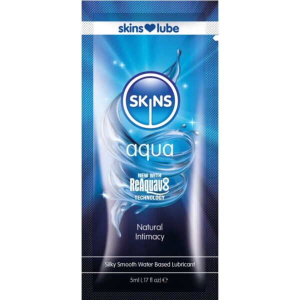 Imagen del artículo erótico SKINS - AQUA LUBRICANTE BASE DE AGUA MONODOSIS 5 ML de SKINS en la sección DROGUERÍA |Lubricantes|Base Agua de Millenial Sexshop.