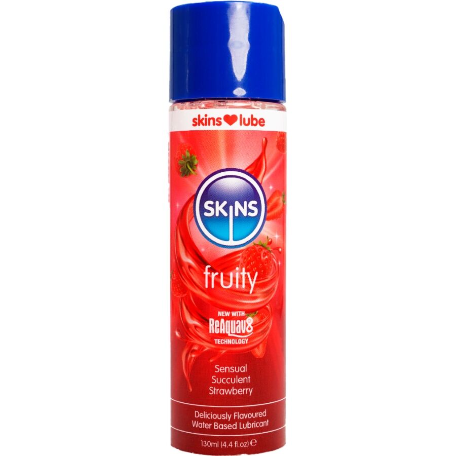 SKINS - FRUITY LUBRICANTE BASE DE AGUA FRESA 130 ML-MillenialSexshop-SKINS Imagen del artículo erótico SKINS - FRUITY LUBRICANTE BASE DE AGUA FRESA 130 ML de SKINS en la sección DROGUERÍA |Lubricantes|Con deliciosos Sabores de Millenial Sexshop.