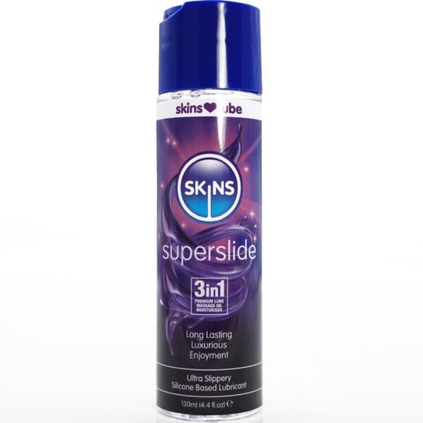 Imagen del artículo erótico SKINS - SUPERSLIDE LUBRICANTE BASE DE SILICONA 130 ML de SKINS en la sección DROGUERÍA |Lubricantes|Base Silicona de Millenial Sexshop.