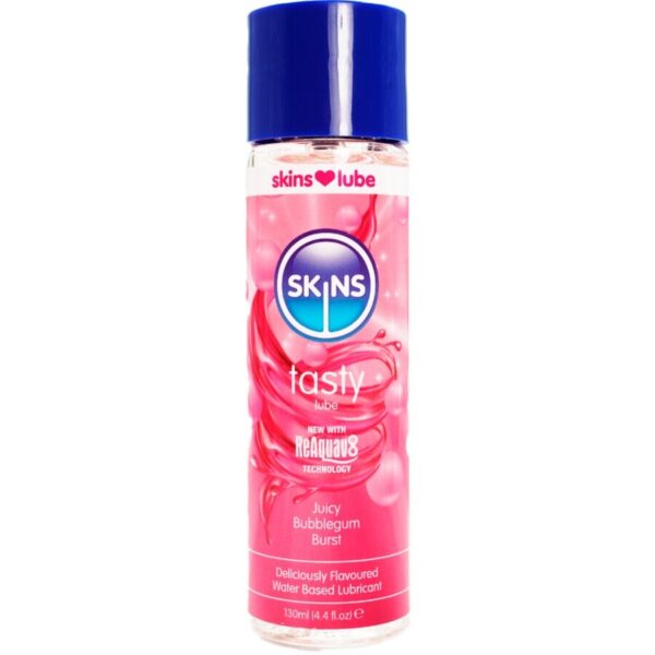 Imagen del artículo erótico SKINS - TASTY LUBRICANTE BASE DE AGUA CHICLE 130 ML de SKINS en la sección DROGUERÍA |Lubricantes|Con deliciosos Sabores de Millenial Sexshop.