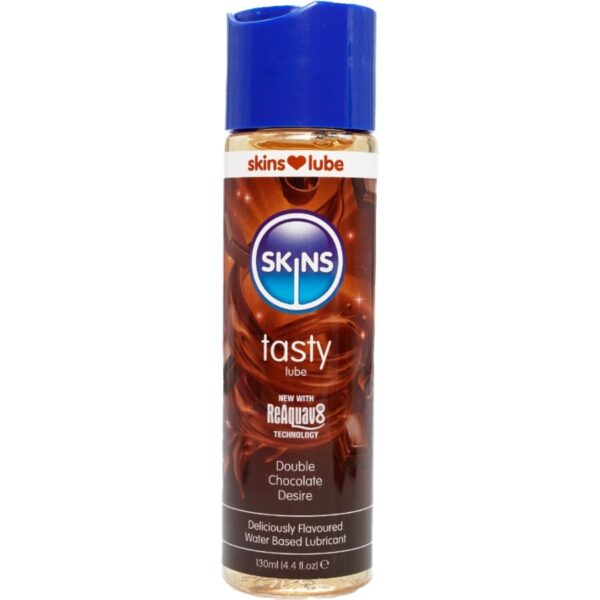 Imagen del artículo erótico SKINS - TASTY LUBRICANTE BASE DE AGUA DOBLE CHOCOLATE 130 ML de SKINS en la sección DROGUERÍA |Lubricantes|Con deliciosos Sabores de Millenial Sexshop.