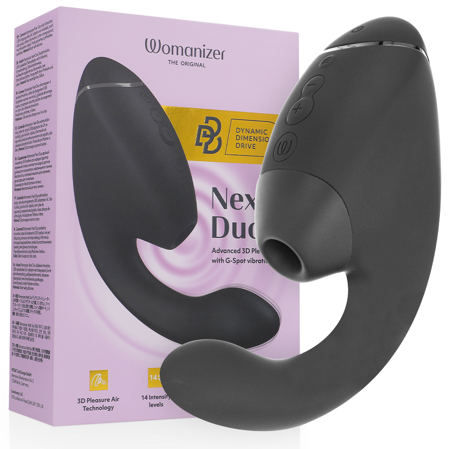 WOMANIZER - DUO NEXT ESTIMULADOR VIBRADOR DUAL CLÍTORIS & PUNTO·G NEGRO-MillenialSexshop-WOMANIZER Imagen del artículo erótico WOMANIZER - DUO NEXT ESTIMULADOR VIBRADOR DUAL CLÍTORIS & PUNTO·G NEGRO de WOMANIZER en la sección JUGUETES BIENESTAR |Juguetes para Mujeres|Estimuladores|Succionadores con vibración de Millenial Sexshop.
