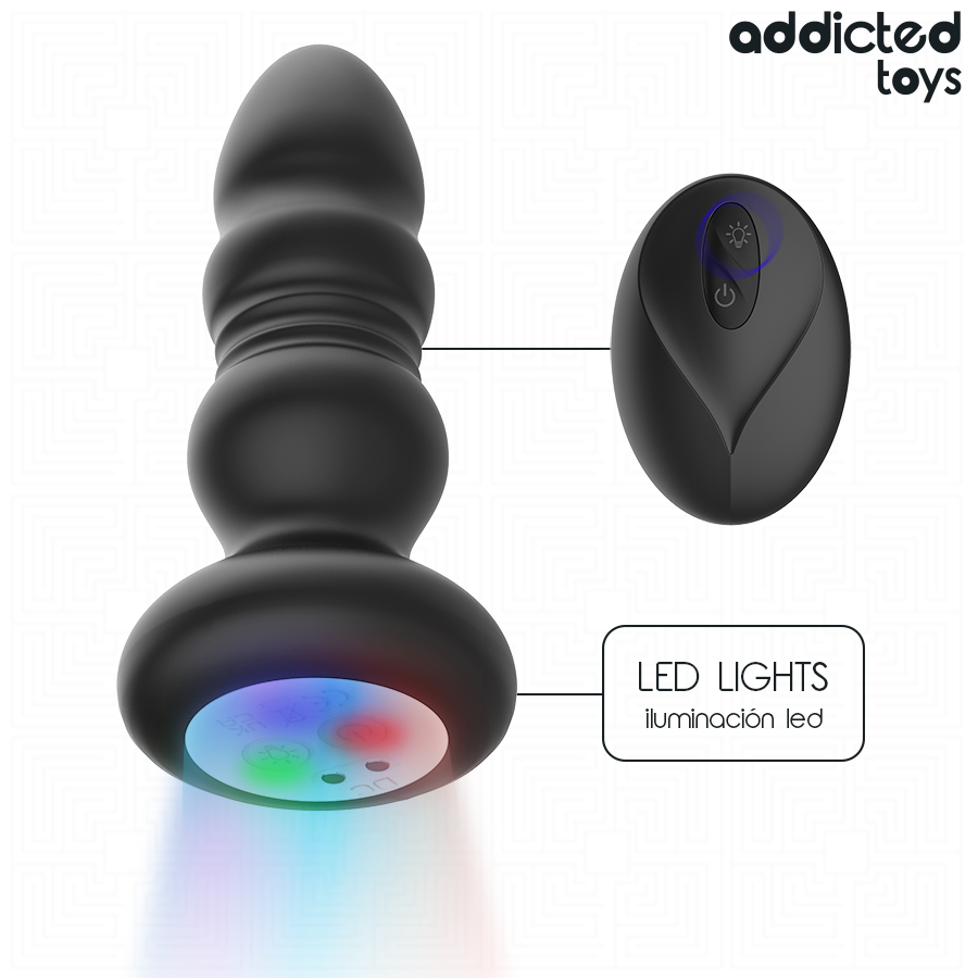 Imagen del artículo erótico ADDICTED TOYS - PLUG ANAL VIBRADOR THRUSTING Y LUZ LED CONTROL REMOTO de ADDICTED TOYS en la sección JUGUETES BIENESTAR |Anal|Vibradores Anales de Millenial Sexshop.