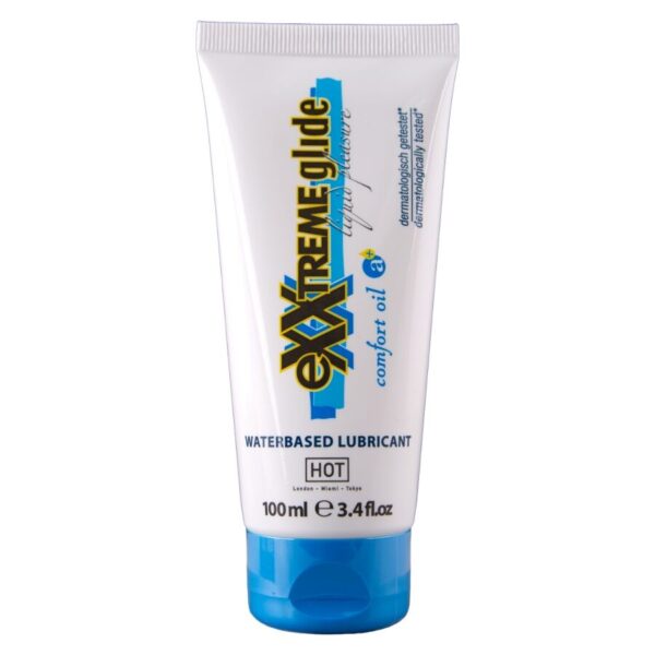 Imagen del artículo erótico HOT - EXXTREME GLIDE LUBRICANTE BASE AGUA + ACEITE CONFORT A+ 100 ML de HOT en la sección DROGUERÍA |Lubricantes|Base Agua de Millenial Sexshop.