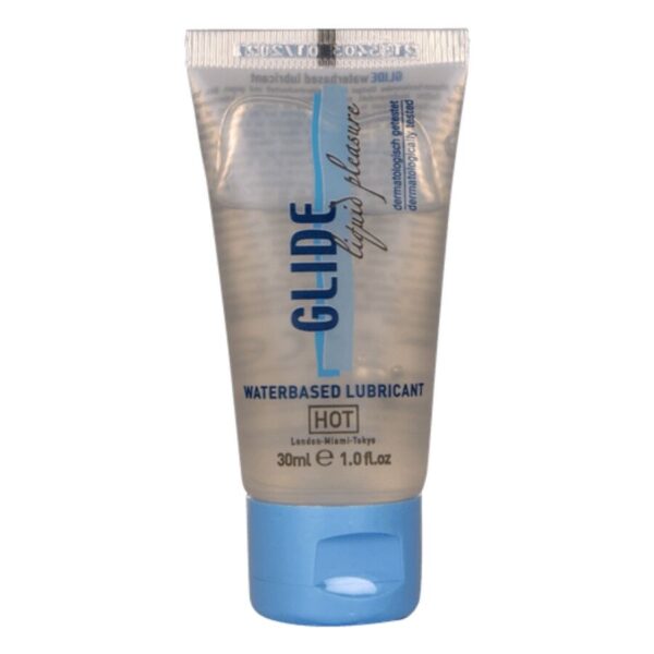 Imagen del artículo erótico HOT - GLIDE LIQUID PLEASURE LUBRICANTE BASE AGUA 30 ML de HOT en la sección DROGUERÍA |Lubricantes|Base Agua de Millenial Sexshop.