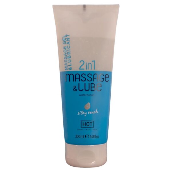 Imagen del artículo erótico HOT - MASSAGE & GLIDE GEL 2 EN 1 TACTO SEDOSO 200 ML de HOT en la sección DROGUERÍA |Lubricantes|Base Agua de Millenial Sexshop.
