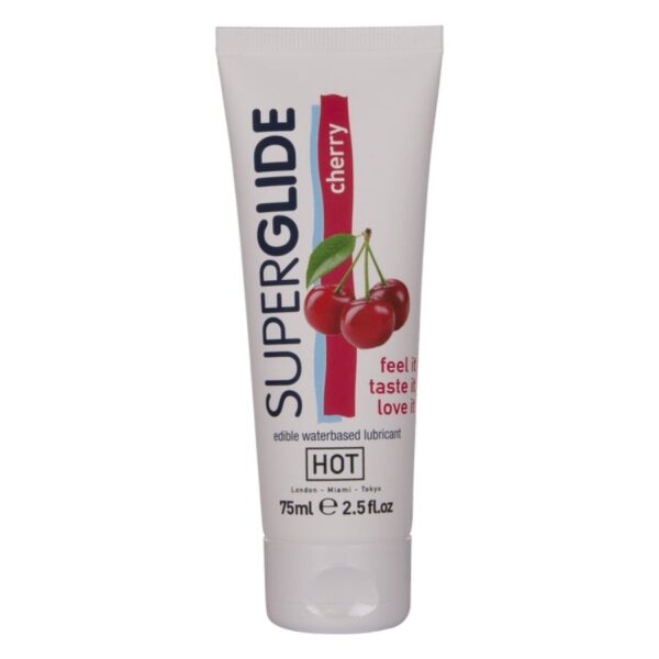 Imagen del artículo erótico HOT - SUPERGLIDE LUBRICANTE COMESTIBLE BASE AGUA CEREZA 75 ML de HOT en la sección DROGUERÍA |Lubricantes|Con deliciosos Sabores de Millenial Sexshop.