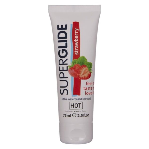 Imagen del artículo erótico HOT - SUPERGLIDE LUBRICANTE COMESTIBLE BASE AGUA FRESA 75 ML de HOT en la sección DROGUERÍA |Lubricantes|Con deliciosos Sabores de Millenial Sexshop.