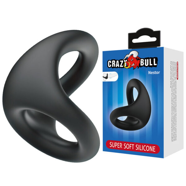 Imagen del artículo erótico CRAZY BULL - NESTOR ANILLO ERGONÓMICO PARA PENE Y TESTÍCULOS de CRAZY BULL en la sección JUGUETES BIENESTAR |Juguetes para Hombres|Accesorios para el pene|Anillos Pene|Anillos sin vibración de Millenial Sexshop.