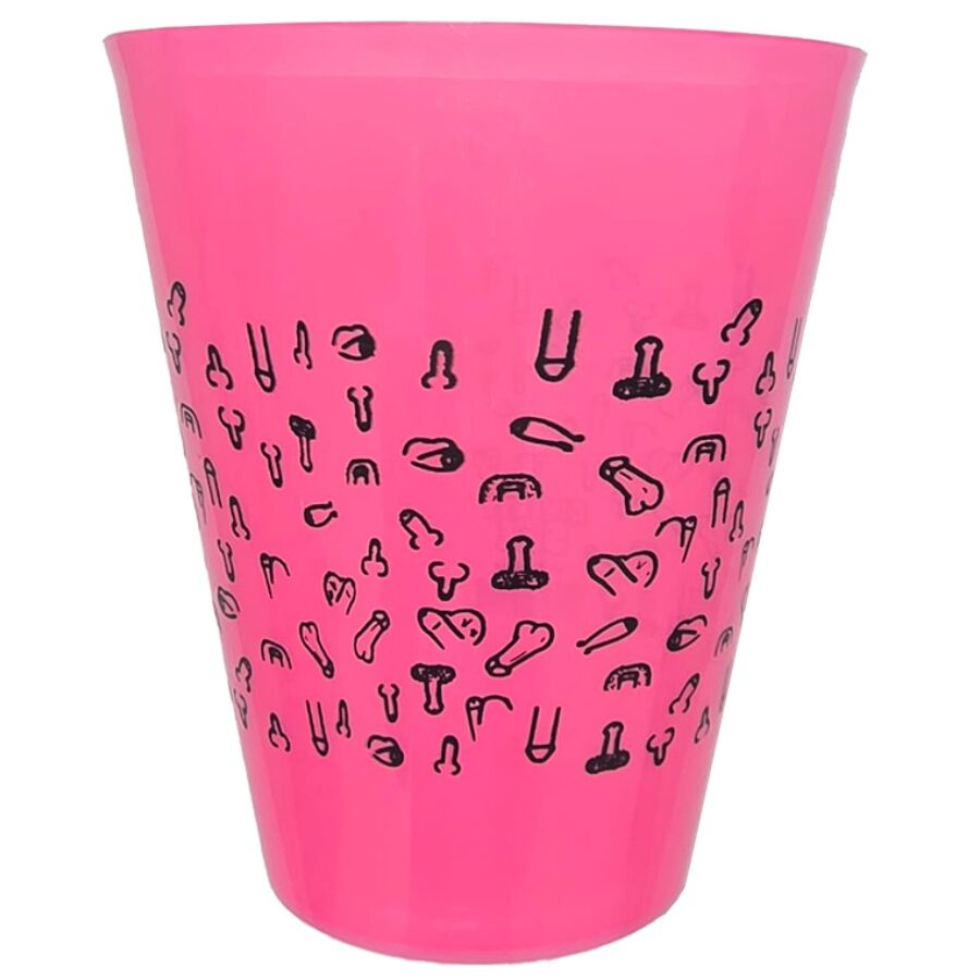 DIABLO PICANTE - VASO FUSCIA 500 ML CON PENES NEGROS-MillenialSexshop-DIABLO PICANTE Imagen del artículo erótico DIABLO PICANTE - VASO FUSCIA 500 ML CON PENES NEGROS de DIABLO PICANTE en la sección ARTÍCULOS VARIOS|Artículos divertidos|Juegos Despedidas de Millenial Sexshop.