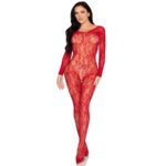 LEG AVENUE - 89366 BODYSTOCKING DE LENCERÍA DE ENCAJE ROJO - TALLA ÚNICA - Imagen 2