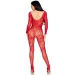 LEG AVENUE - 89366 BODYSTOCKING DE LENCERÍA DE ENCAJE ROJO - TALLA ÚNICA - Imagen 3