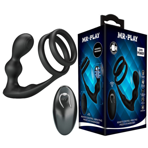 Imagen del artículo erótico MR PLAY - ANILLO PARA PENE CON PLUG ANAL CON VIBRACIÓN CONTROL REMOTO de MR PLAY en la sección JUGUETES BIENESTAR |Anal|Plugs Anales de Millenial Sexshop.