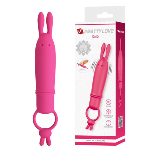 Imagen del artículo erótico PRETTY LOVE - DELIA VIBRADOR RABBIT CON ANILLO DE SUJECIÓN de PRETTY LOVE FLIRTATION en la sección JUGUETES BIENESTAR |Vibradores|Vibradores HI-TECH de Millenial Sexshop.