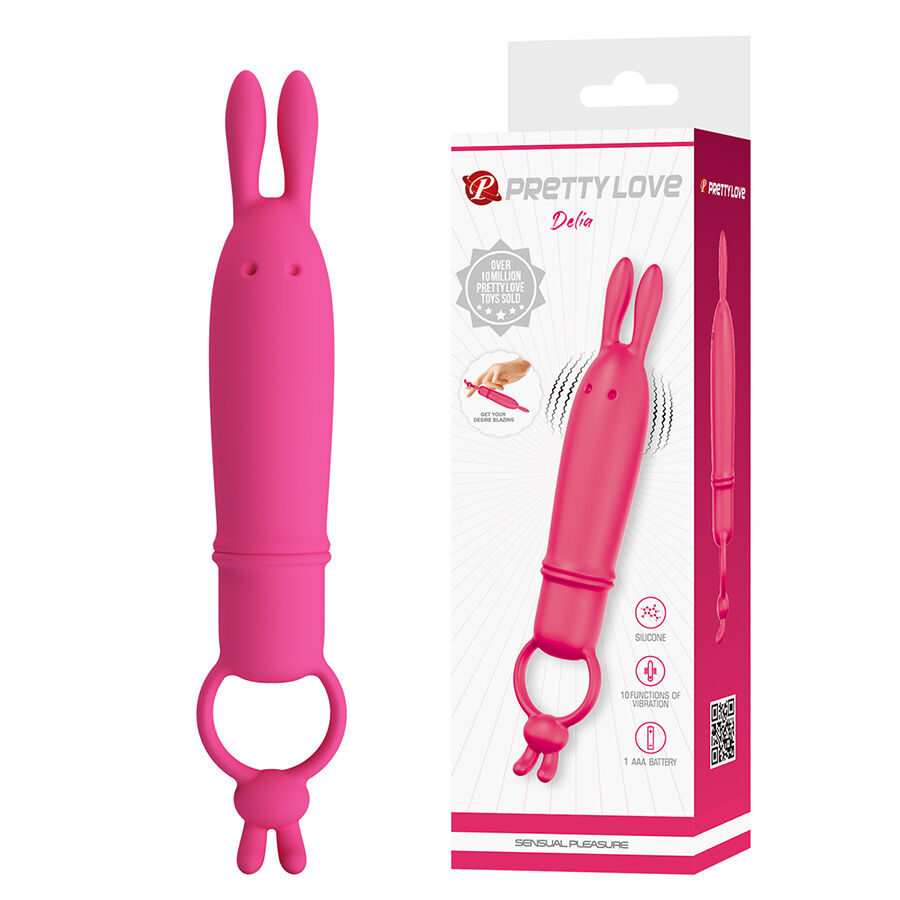 Imagen del artículo erótico PRETTY LOVE - DELIA VIBRADOR RABBIT CON ANILLO DE SUJECIÓN de PRETTY LOVE FLIRTATION en la sección JUGUETES BIENESTAR |Vibradores|Vibradores HI-TECH de Millenial Sexshop.