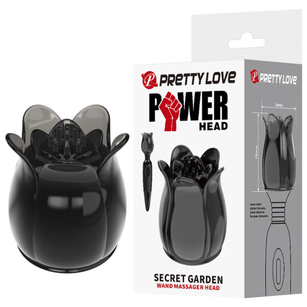 Imagen del artículo erótico PRETTY LOVE - SECRET GARDEN CABEZAL MASAJEADOR NEGRO de PRETTY LOVE FLIRTATION en la sección JUGUETES BIENESTAR |Juguetes para Mujeres|Estimuladores|Masajeadores de Millenial Sexshop.