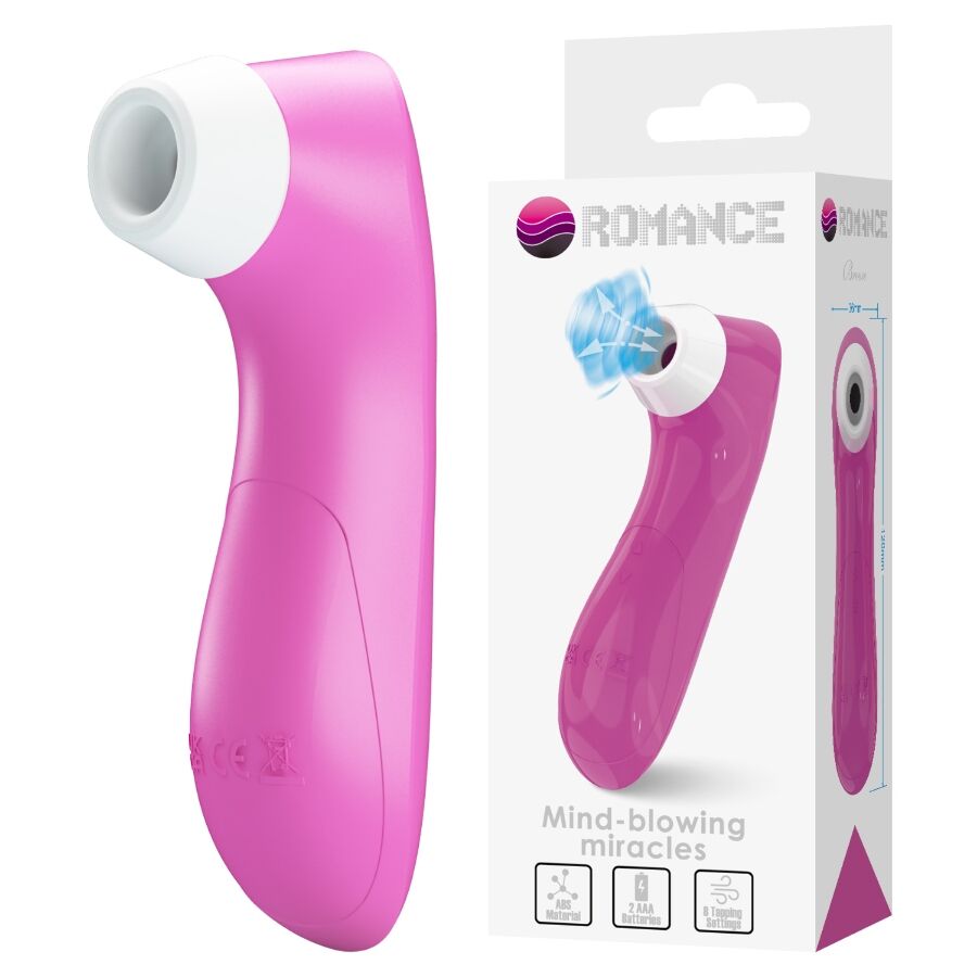 ROMANCE - SUCCIONADOR DE CLÍTORIS CON TECNOLOGÍA DE PULSACIÓN ROSA-MillenialSexshop-ROMANCE Imagen del artículo erótico ROMANCE - SUCCIONADOR DE CLÍTORIS CON TECNOLOGÍA DE PULSACIÓN ROSA de ROMANCE en la sección JUGUETES BIENESTAR |Juguetes para Mujeres|Estimuladores|Succionadores con vibración de Millenial Sexshop.