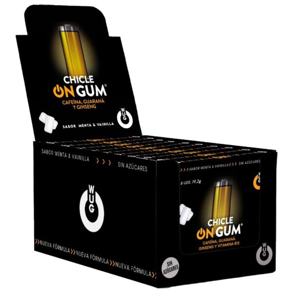 Imagen del artículo erótico WUG On Gum – DISPLAY 12 X 8 UDS | Energía inmediata en formato chicle de WUG GUM en la sección DROGUERÍA |Complementos Alimenticios|Chicles Estimulantes de Millenial Sexshop.