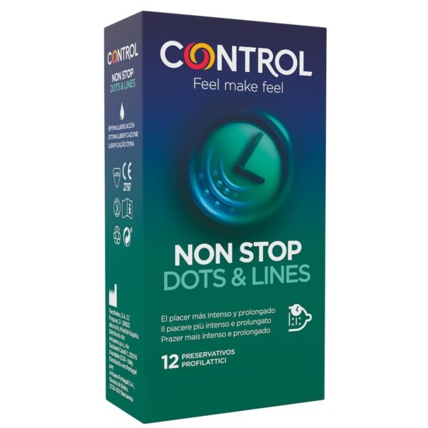 Imagen del artículo erótico CONTROL - NONSTOP PUNTOS Y ESTRÍAS PRESERVATIVOS 12 UNIDADES de CONTROL CONDOMS en la sección PRESERVATIVOS |Puntos y Estrías de Millenial Sexshop.