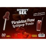 Imagen del artículo erótico DIABLO GOLOSO - 50 PIRULETAS PENE RON COLA 10% ALCOHOL de DIABLO GOLOSO en la sección ARTÍCULOS VARIOS|Dulces|Golosinas Divertidas con Alcohol de Millenial Sexshop.