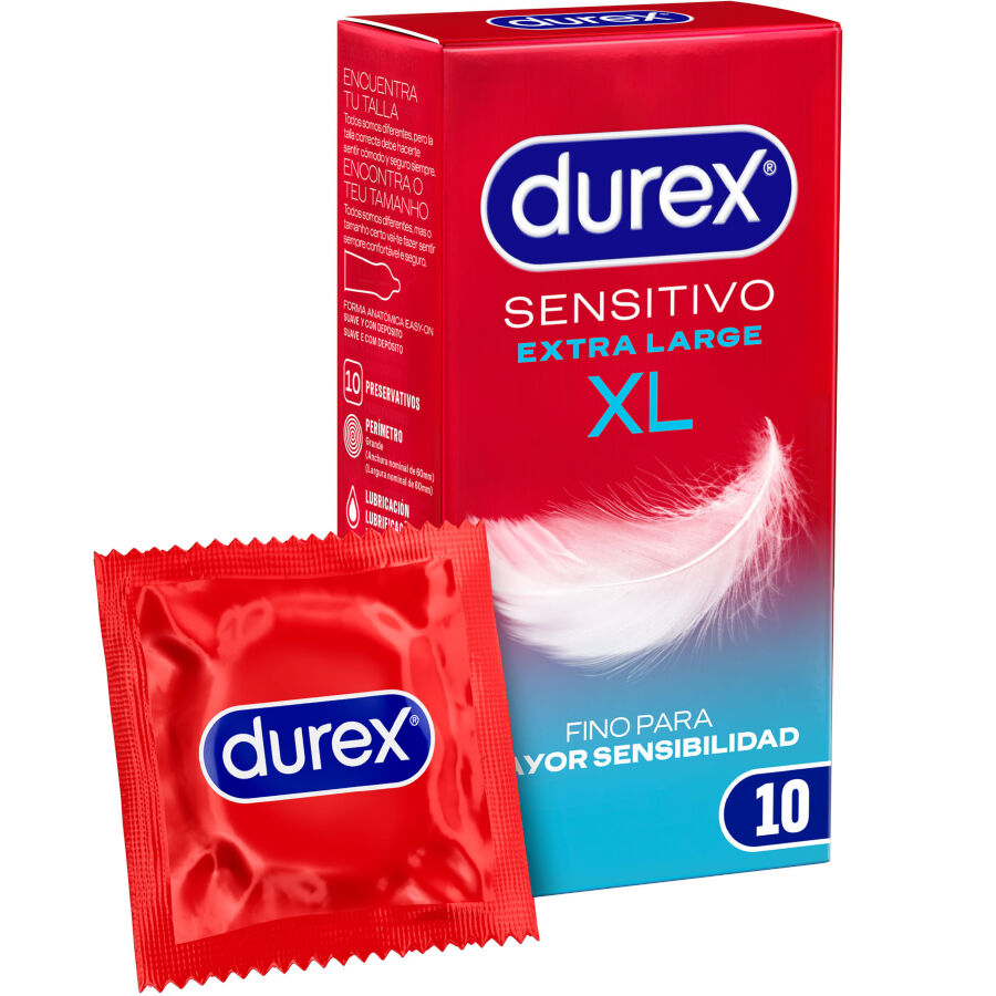 DUREX - PRESERVATIVOS SENSITIVO EXTRA LARGO XL 10 UNIDADES-MillenialSexshop-DUREX CONDOMS Imagen del artículo erótico DUREX - PRESERVATIVOS SENSITIVO EXTRA LARGO XL 10 UNIDADES de DUREX CONDOMS en la sección PRESERVATIVOS |Sensitivos de Millenial Sexshop.