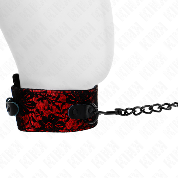 Imagen del artículo erótico KINK - COLLAR CON CORREA 105 CM DE ENCAJE CON CINTURÓN DE CUERO REAL 44 X 5.5 CM de KINK COLLAR & GAG en la sección BDSM & BONDAGE |Bondage|Collares de Millenial Sexshop.