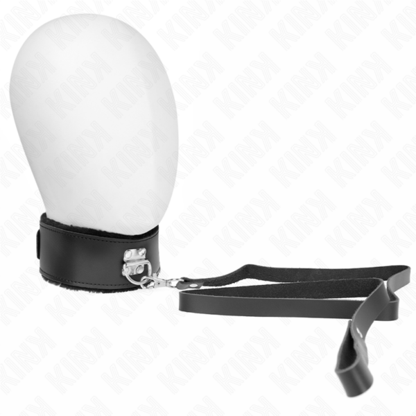 Imagen del artículo erótico KINK - COLLAR CON CORREA 116 CM DE PIEL NEGRO AJUSTABLE 40-48 CM X 6 CM de KINK COLLAR & GAG en la sección BDSM & BONDAGE |Bondage|Collares de Millenial Sexshop.