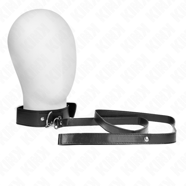 Imagen del artículo erótico KINK - COLLAR CON CORREA 116 CM FINO NEGRO AJUSTABLE 32-50 CM X 8 CM de KINK COLLAR & GAG en la sección BDSM & BONDAGE |Bondage|Collares de Millenial Sexshop.