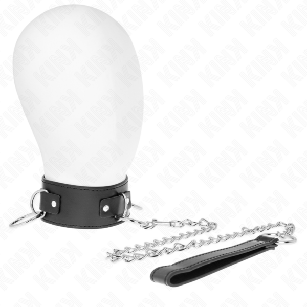 Imagen del artículo erótico KINK - COLLAR CON CORREA 65 CM 3 ANILLOS MODELO 2 AJUSTABLE 36-43 CM X 5 CM de KINK COLLAR & GAG en la sección BDSM & BONDAGE |Bondage|Collares de Millenial Sexshop.