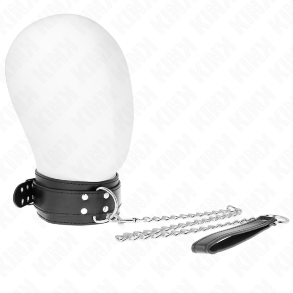 Imagen del artículo erótico KINK - COLLAR CON CORREA 65 CM HEBILLAS PLATEADAS AJUSTABLE 33-46 CM X 5.5 CM de KINK COLLAR & GAG en la sección BDSM & BONDAGE |Bondage|Collares de Millenial Sexshop.